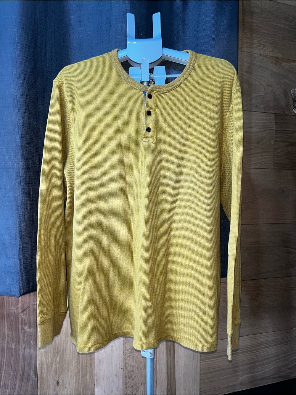 George Men's Long-Sleeve Henley in Mustard Yellow